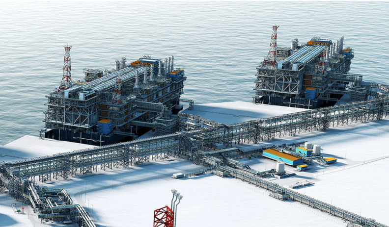 'Arctic LNG-2 프로젝트'의 LNG생산 트레인. 이미지 : 노바텍(Novatek)