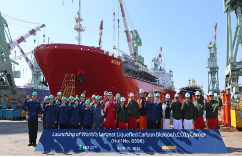 세계 최대 LCO2운반선인 'Active호' 진수식이 15일 HD현대미포에서 열렸다. 사진 : Capital Clean Energy Carriers