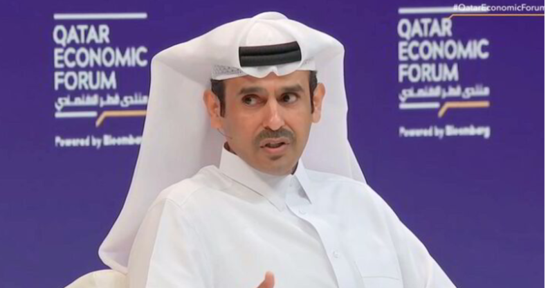 '카타르 경제포럼'에서 발언하는 사드 알카비 카타르에너지 CEO. 사진 : QatarEnergy
