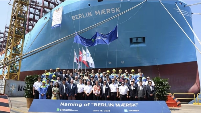 18일 열린 'Berlin Maersk호 명명식'. 사진 : Maersk
